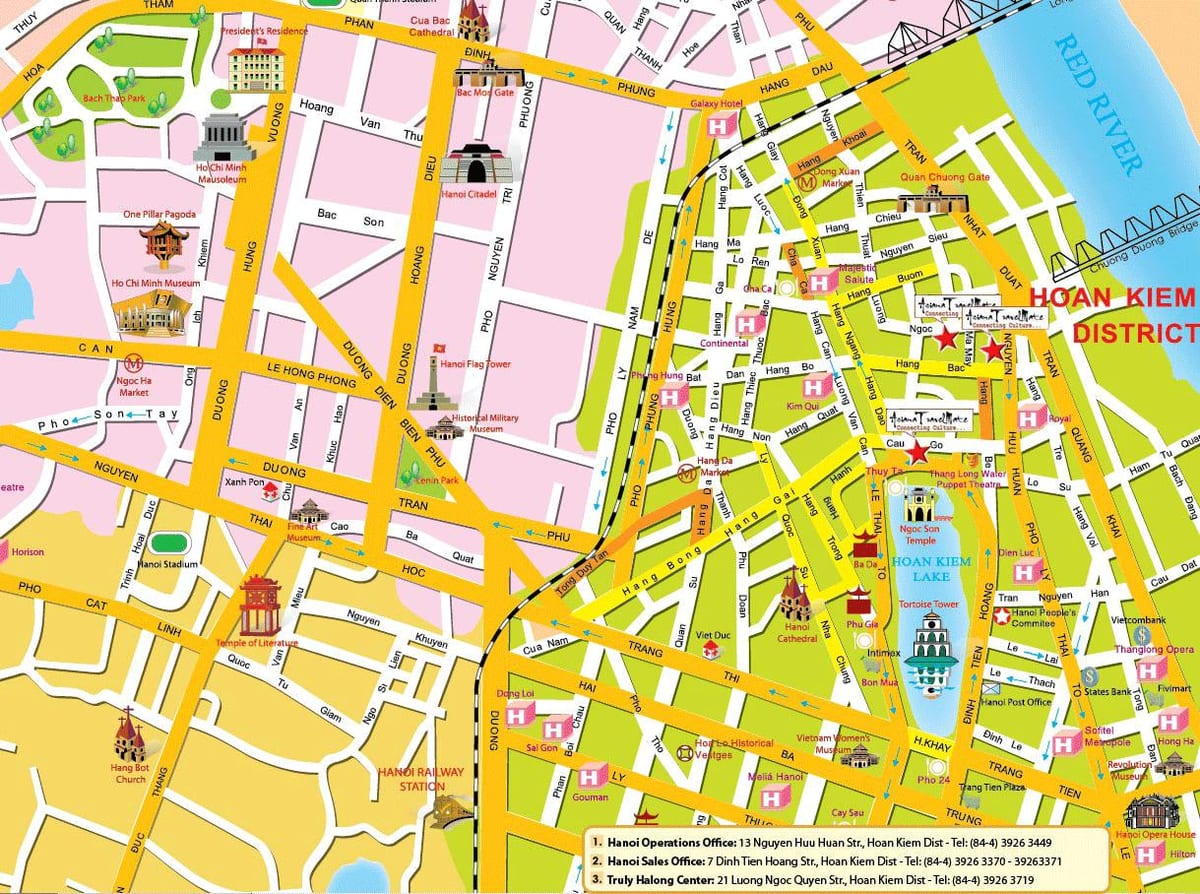 hanoi cestovního ruchu mapě