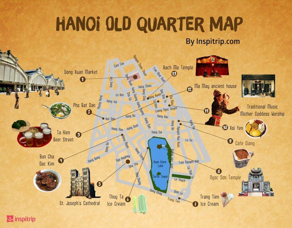 ulice mapa hanoi old quarter