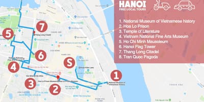 Hanoi francouzská čtvrť, pěší prohlídka mapě
